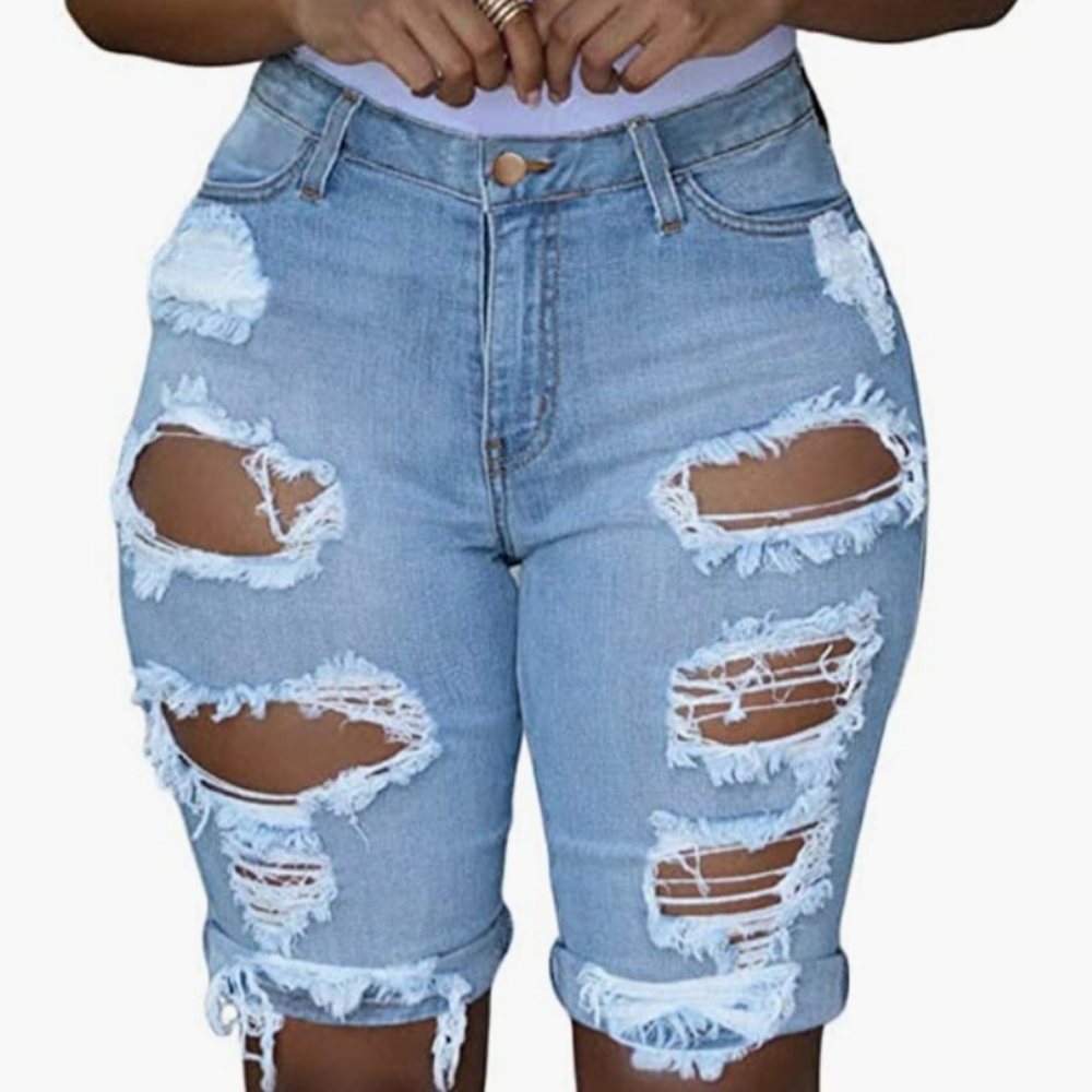 Stretchy Bermuda Jean Shorts